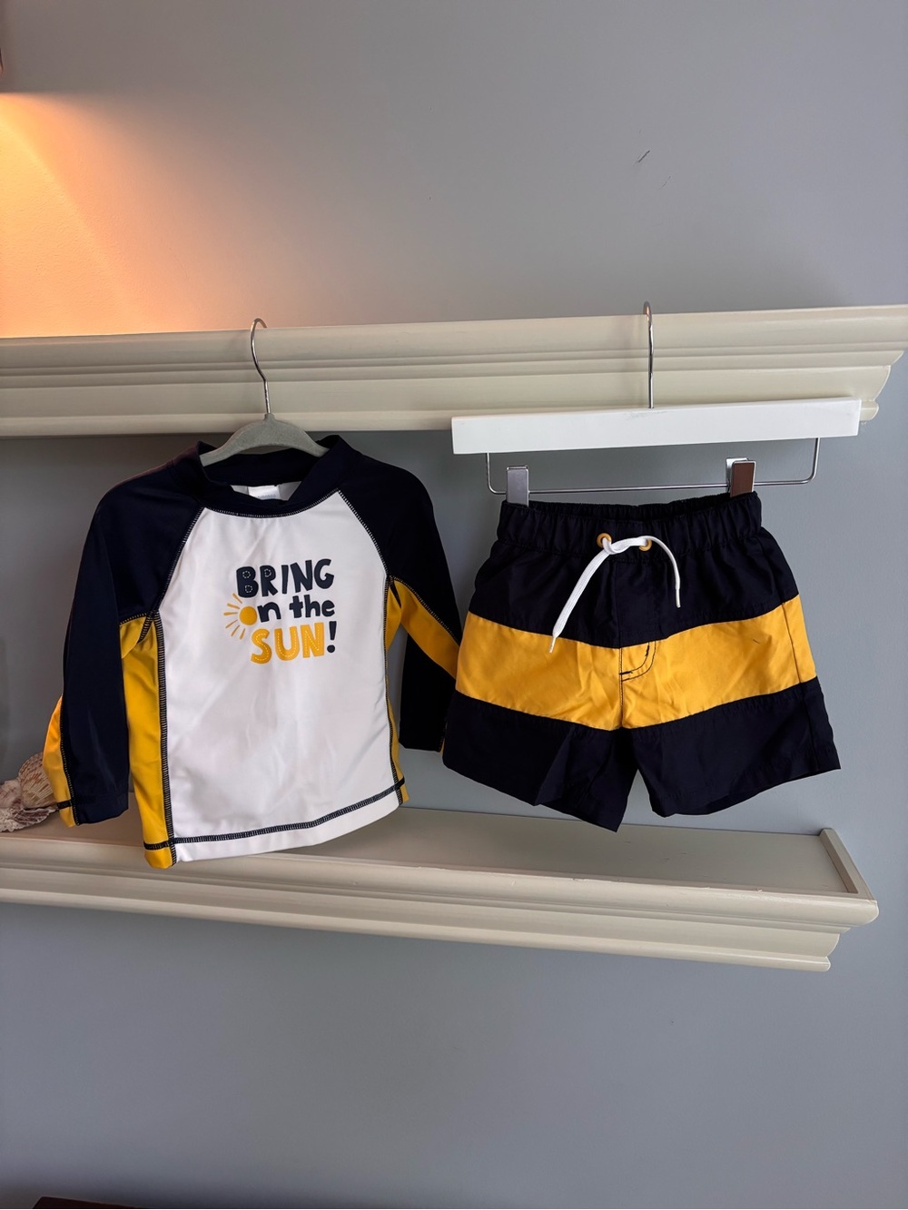 Gymboree Navy & Yellow 'Bring on the Sun' Rashguard Swim Set